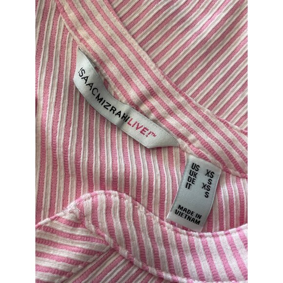 Isaac Mizrahi Live Pink White Textured Tshirt Dress Short Sleeve Womens Size XS - Picture 4 of 6
